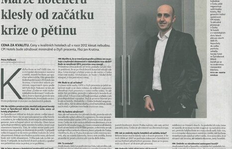 JAN KRATINA - ROZHOVOR PRO HOSPODARSKE NOVINY